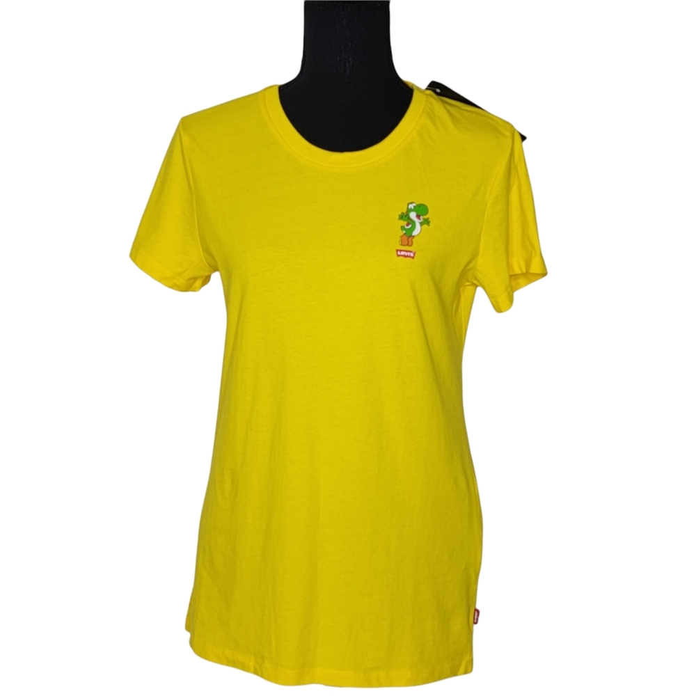 Levi's Women's Super Mario Yoshi HERE WE GO! Yellow T-Shirt Sz S New WT.